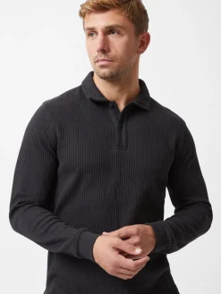 Textured Long Sleeve Polo Shirt