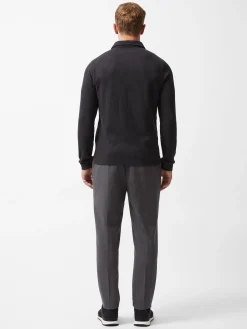 Textured Long Sleeve Polo Shirt