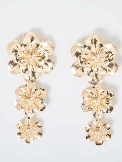 Triple Flower Drop Earrings
