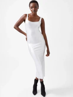 Vista Ribbed Foil Coated Midi Dress