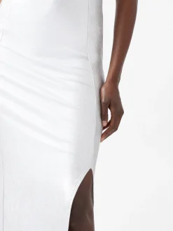 Vista Ribbed Foil Coated Midi Dress