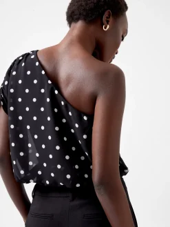 Xia Ponte Chiffon One Shoulder Bodysuit