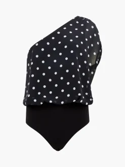 Xia Ponte Chiffon One Shoulder Bodysuit