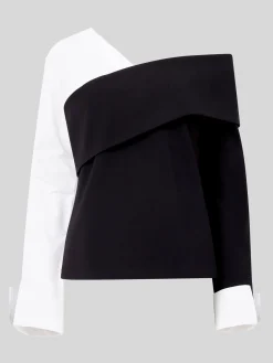 Xia Ponte Poplin Mix Long Sleeve Top