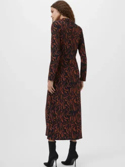 Zaria Textured Abstract Print Long Sleeve Dress